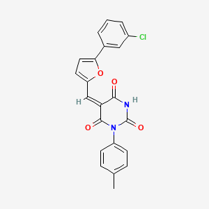 (5E)-5-{[5-(3-chlorophenyl)furan-2-yl]methylidene}-1-(4-methylphenyl)pyrimidine-2,4,6(1H,3H,5H)-trione