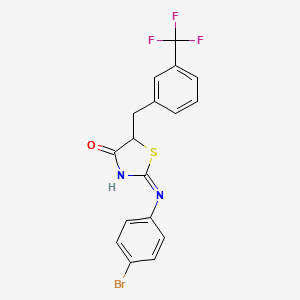 molecular formula C17H12BrF3N2OS B11691645 (2E)-2-[(4-bromophenyl)imino]-5-[3-(trifluoromethyl)benzyl]-1,3-thiazolidin-4-one 