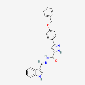 molecular formula C26H21N5O2 B11691660 3-[4-(benzyloxy)phenyl]-N'-[(E)-1H-indol-3-ylmethylidene]-1H-pyrazole-5-carbohydrazide 