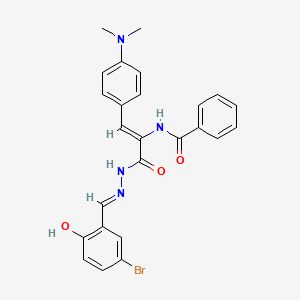 N-{(1Z)-3-[(2E)-2-(5-bromo-2-hydroxybenzylidene)hydrazinyl]-1-[4-(dimethylamino)phenyl]-3-oxoprop-1-en-2-yl}benzamide