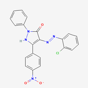 (4E)-4-[2-(2-chlorophenyl)hydrazinylidene]-5-(4-nitrophenyl)-2-phenyl-2,4-dihydro-3H-pyrazol-3-one