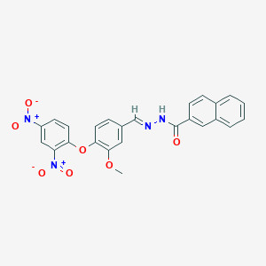 molecular formula C25H18N4O7 B11691696 N'-{(E)-[4-(2,4-dinitrophenoxy)-3-methoxyphenyl]methylidene}naphthalene-2-carbohydrazide 