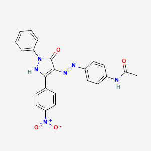 molecular formula C23H18N6O4 B11691699 N-(4-{(2Z)-2-[3-(4-nitrophenyl)-5-oxo-1-phenyl-1,5-dihydro-4H-pyrazol-4-ylidene]hydrazinyl}phenyl)acetamide 