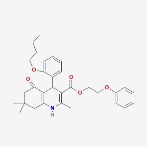 molecular formula C31H37NO5 B11691711 2-Phenoxyethyl 4-(2-butoxyphenyl)-2,7,7-trimethyl-5-oxo-1,4,5,6,7,8-hexahydroquinoline-3-carboxylate 