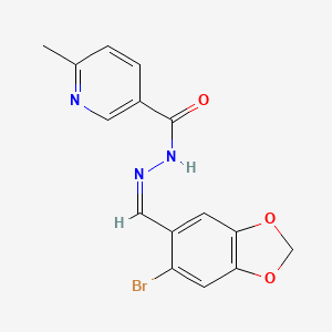 N'-[(Z)-(6-bromo-1,3-benzodioxol-5-yl)methylidene]-6-methylpyridine-3-carbohydrazide