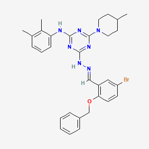 4-{(2E)-2-[2-(benzyloxy)-5-bromobenzylidene]hydrazinyl}-N-(2,3-dimethylphenyl)-6-(4-methylpiperidin-1-yl)-1,3,5-triazin-2-amine