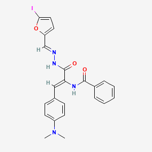 N-[(1Z)-1-[4-(dimethylamino)phenyl]-3-{(2E)-2-[(5-iodofuran-2-yl)methylidene]hydrazinyl}-3-oxoprop-1-en-2-yl]benzamide