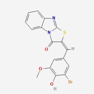 molecular formula C17H11BrN2O3S B11691761 (2E)-2-(3-bromo-4-hydroxy-5-methoxybenzylidene)[1,3]thiazolo[3,2-a]benzimidazol-3(2H)-one 