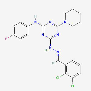 4-[(2E)-2-(2,3-dichlorobenzylidene)hydrazinyl]-N-(4-fluorophenyl)-6-(piperidin-1-yl)-1,3,5-triazin-2-amine