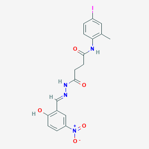 4-[(2E)-2-(2-hydroxy-5-nitrobenzylidene)hydrazinyl]-N-(4-iodo-2-methylphenyl)-4-oxobutanamide