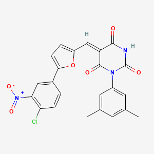 molecular formula C23H16ClN3O6 B11691815 (5Z)-5-{[5-(4-chloro-3-nitrophenyl)furan-2-yl]methylidene}-3-(3,5-dimethylphenyl)-6-hydroxypyrimidine-2,4(3H,5H)-dione 