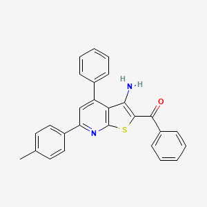 molecular formula C27H20N2OS B11691844 (3-Amino-4-phenyl-6-p-tolyl-thieno[2,3-b]pyridin-2-yl)-phenyl-methanone 