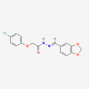 molecular formula C16H13ClN2O4 B11691856 N'-[(E)-1,3-benzodioxol-5-ylmethylidene]-2-(4-chlorophenoxy)acetohydrazide 