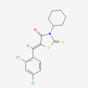 molecular formula C16H15Cl2NOS2 B11691885 (5Z)-3-cyclohexyl-5-[(2,4-dichlorophenyl)methylidene]-2-sulfanylidene-1,3-thiazolidin-4-one 