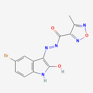 N'-[(3E)-5-bromo-2-oxo-1,2-dihydro-3H-indol-3-ylidene]-4-methyl-1,2,5-oxadiazole-3-carbohydrazide