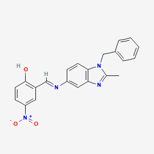 molecular formula C22H18N4O3 B11691921 2-{(E)-[(1-benzyl-2-methyl-1H-benzimidazol-5-yl)imino]methyl}-4-nitrophenol 