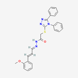 molecular formula C26H23N5O2S B11691947 2-[(4,5-diphenyl-4H-1,2,4-triazol-3-yl)sulfanyl]-N'-[(1E,2E)-3-(2-methoxyphenyl)prop-2-en-1-ylidene]acetohydrazide 