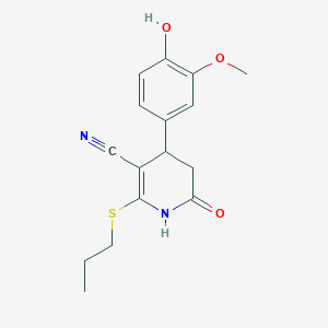 4-(4-Hydroxy-3-methoxyphenyl)-6-oxo-2-(propylsulfanyl)-1,4,5,6-tetrahydropyridine-3-carbonitrile