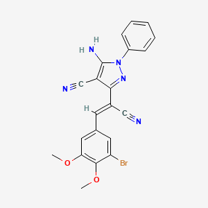 5-amino-3-[(Z)-2-(3-bromo-4,5-dimethoxyphenyl)-1-cyanoethenyl]-1-phenyl-1H-pyrazole-4-carbonitrile