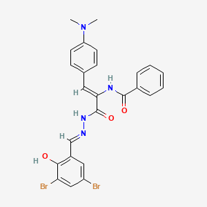 N-{(1Z)-3-[(2E)-2-(3,5-dibromo-2-hydroxybenzylidene)hydrazinyl]-1-[4-(dimethylamino)phenyl]-3-oxoprop-1-en-2-yl}benzamide