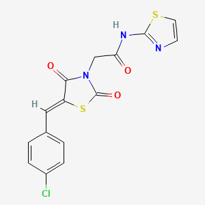 molecular formula C15H10ClN3O3S2 B11692013 2-[(5Z)-5-(4-chlorobenzylidene)-2,4-dioxo-1,3-thiazolidin-3-yl]-N-(1,3-thiazol-2-yl)acetamide 