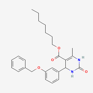 molecular formula C26H32N2O4 B11692032 Heptyl 4-[3-(benzyloxy)phenyl]-6-methyl-2-oxo-1,2,3,4-tetrahydropyrimidine-5-carboxylate 