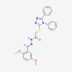 molecular formula C25H23N5O3S B11692041 N'-[(E)-(2,5-dimethoxyphenyl)methylidene]-2-[(4,5-diphenyl-4H-1,2,4-triazol-3-yl)sulfanyl]acetohydrazide 