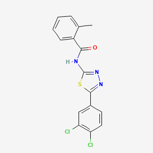 molecular formula C16H11Cl2N3OS B11692092 N-[5-(3,4-dichlorophenyl)-1,3,4-thiadiazol-2-yl]-2-methylbenzamide 