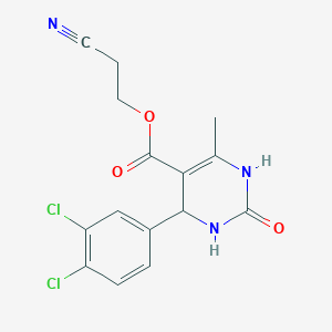 molecular formula C15H13Cl2N3O3 B11692100 2-Cyanoethyl 4-(3,4-dichlorophenyl)-6-methyl-2-oxo-1,2,3,4-tetrahydropyrimidine-5-carboxylate 