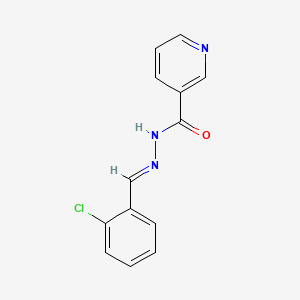 molecular formula C13H10ClN3O B11692110 3-Pyridinecarboxylic acid, ((2-chlorophenyl)methylene)hydrazide, (E)- CAS No. 133661-78-6