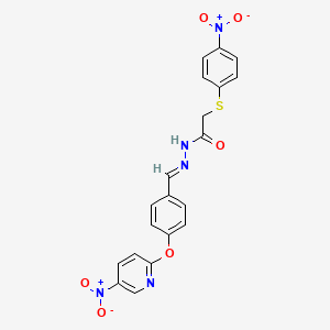 2-[(4-nitrophenyl)sulfanyl]-N'-[(E)-{4-[(5-nitropyridin-2-yl)oxy]phenyl}methylidene]acetohydrazide