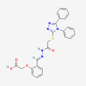 {2-[(E)-(2-{[(4,5-diphenyl-4H-1,2,4-triazol-3-yl)sulfanyl]acetyl}hydrazinylidene)methyl]phenoxy}acetic acid