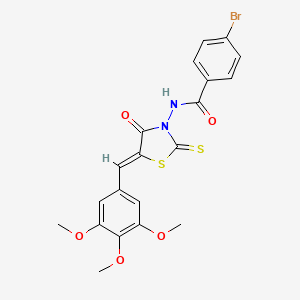 4-bromo-N-[(5Z)-4-oxo-2-sulfanylidene-5-[(3,4,5-trimethoxyphenyl)methylidene]-1,3-thiazolidin-3-yl]benzamide