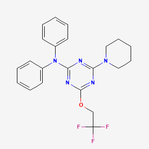 molecular formula C22H22F3N5O B11692193 N,N-diphenyl-4-(piperidin-1-yl)-6-(2,2,2-trifluoroethoxy)-1,3,5-triazin-2-amine 