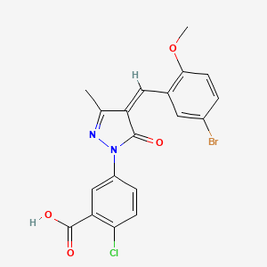 5-[(4Z)-4-(5-bromo-2-methoxybenzylidene)-3-methyl-5-oxo-4,5-dihydro-1H-pyrazol-1-yl]-2-chlorobenzoic acid