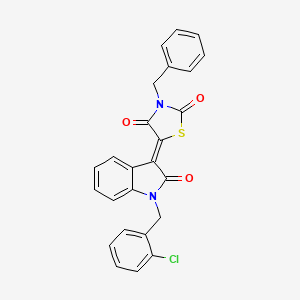 molecular formula C25H17ClN2O3S B11692212 (5Z)-3-benzyl-5-[1-(2-chlorobenzyl)-2-oxo-1,2-dihydro-3H-indol-3-ylidene]-1,3-thiazolidine-2,4-dione 