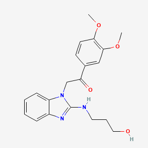 molecular formula C20H23N3O4 B11692240 1-(3,4-dimethoxyphenyl)-2-{2-[(3-hydroxypropyl)amino]-1H-benzimidazol-1-yl}ethanone 