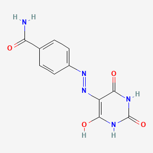 molecular formula C11H9N5O4 B11692261 4-[2-(2,4,6-trioxotetrahydropyrimidin-5(2H)-ylidene)hydrazino]benzamide 