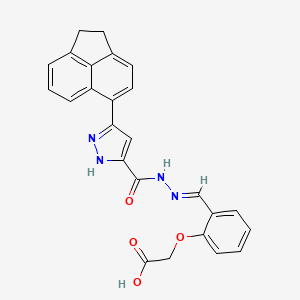 molecular formula C25H20N4O4 B11692287 {2-[(E)-({[3-(1,2-Dihydro-5-acenaphthylenyl)-1H-pyrazol-5-YL]carbonyl}hydrazono)methyl]phenoxy}acetic acid 