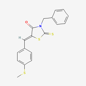 molecular formula C18H15NOS3 B11692315 (5Z)-3-benzyl-5-[4-(methylsulfanyl)benzylidene]-2-thioxo-1,3-thiazolidin-4-one 