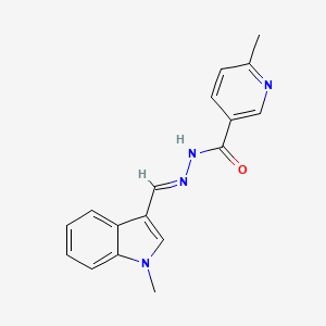 molecular formula C17H16N4O B11692351 6-methyl-N'-[(E)-(1-methyl-1H-indol-3-yl)methylidene]pyridine-3-carbohydrazide 