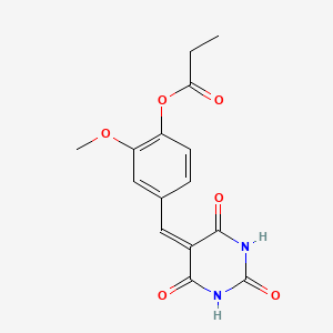 2-methoxy-4-[(2,4,6-trioxotetrahydropyrimidin-5(2H)-ylidene)methyl]phenyl propanoate