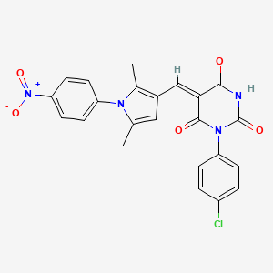 (5Z)-1-(4-chlorophenyl)-5-{[2,5-dimethyl-1-(4-nitrophenyl)-1H-pyrrol-3-yl]methylidene}pyrimidine-2,4,6(1H,3H,5H)-trione