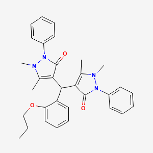 molecular formula C32H34N4O3 B11692444 4,4'-[(2-propoxyphenyl)methanediyl]bis(1,5-dimethyl-2-phenyl-1,2-dihydro-3H-pyrazol-3-one) 