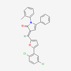 molecular formula C28H19Cl2NO2 B11692447 (3E)-3-{[5-(2,5-dichlorophenyl)furan-2-yl]methylidene}-1-(2-methylphenyl)-5-phenyl-1,3-dihydro-2H-pyrrol-2-one 