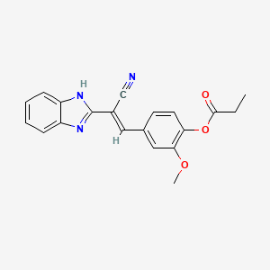 4-[(E)-2-(1H-benzimidazol-2-yl)-2-cyanoethenyl]-2-methoxyphenyl propanoate