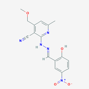 2-[(2E)-2-(2-hydroxy-5-nitrobenzylidene)hydrazinyl]-4-(methoxymethyl)-6-methylpyridine-3-carbonitrile