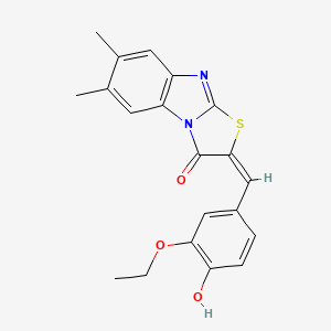 molecular formula C20H18N2O3S B11692517 (2E)-2-(3-ethoxy-4-hydroxybenzylidene)-6,7-dimethyl[1,3]thiazolo[3,2-a]benzimidazol-3(2H)-one 