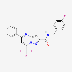 molecular formula C21H14F4N4O B11692525 N-(4-fluorobenzyl)-5-phenyl-7-(trifluoromethyl)pyrazolo[1,5-a]pyrimidine-2-carboxamide 