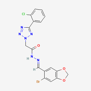 molecular formula C17H12BrClN6O3 B11692543 N'-[(E)-(6-bromo-1,3-benzodioxol-5-yl)methylidene]-2-[5-(2-chlorophenyl)-2H-tetrazol-2-yl]acetohydrazide 